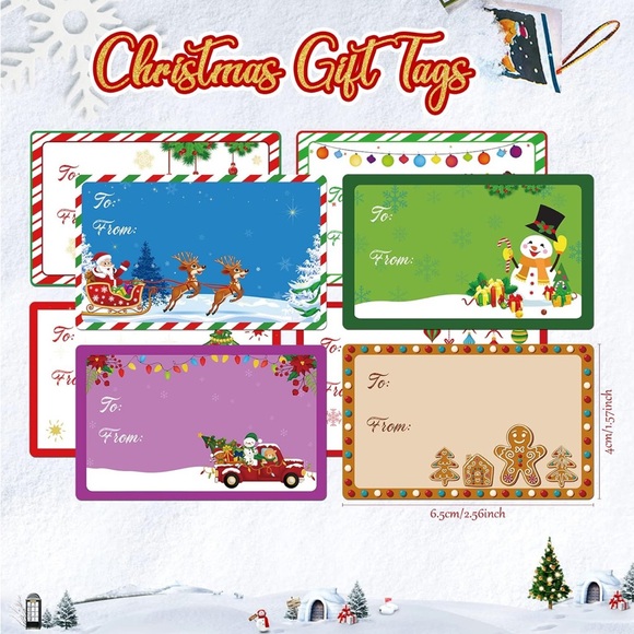 🎄60 HOLIDAY PRESENTS LABELS 2025 - assortment - Picture 1 of 5